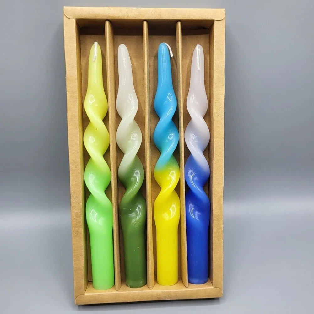 Vintage Ombre Spiral Taper Candles 9.5